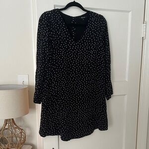 Madewell Black Mini Star Print V-Neck Dress